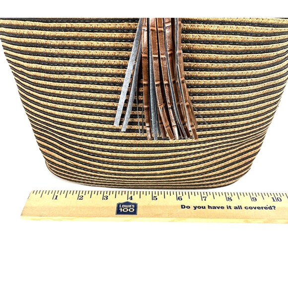 Shoulder Handbag Hobo Brown Textured woven Faux Leather Tassel Boho Chic - Picture 11 of 16